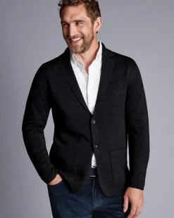 Grey Sweaters|Merino Sweaters<Charles Tyrwhitt Merino Blazer - Grey Charcoal