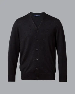 Grey Sweaters|Cardigans<Charles Tyrwhitt Merino Cardigan - Grey Charcoal