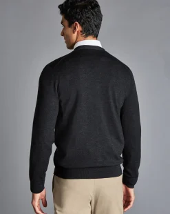 Grey Sweaters|Cardigans<Charles Tyrwhitt Merino Cardigan - Grey Charcoal