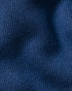 Sweaters|Blue Sweaters<Charles Tyrwhitt Merino Cashmere Button Neck Sweater - Indigo