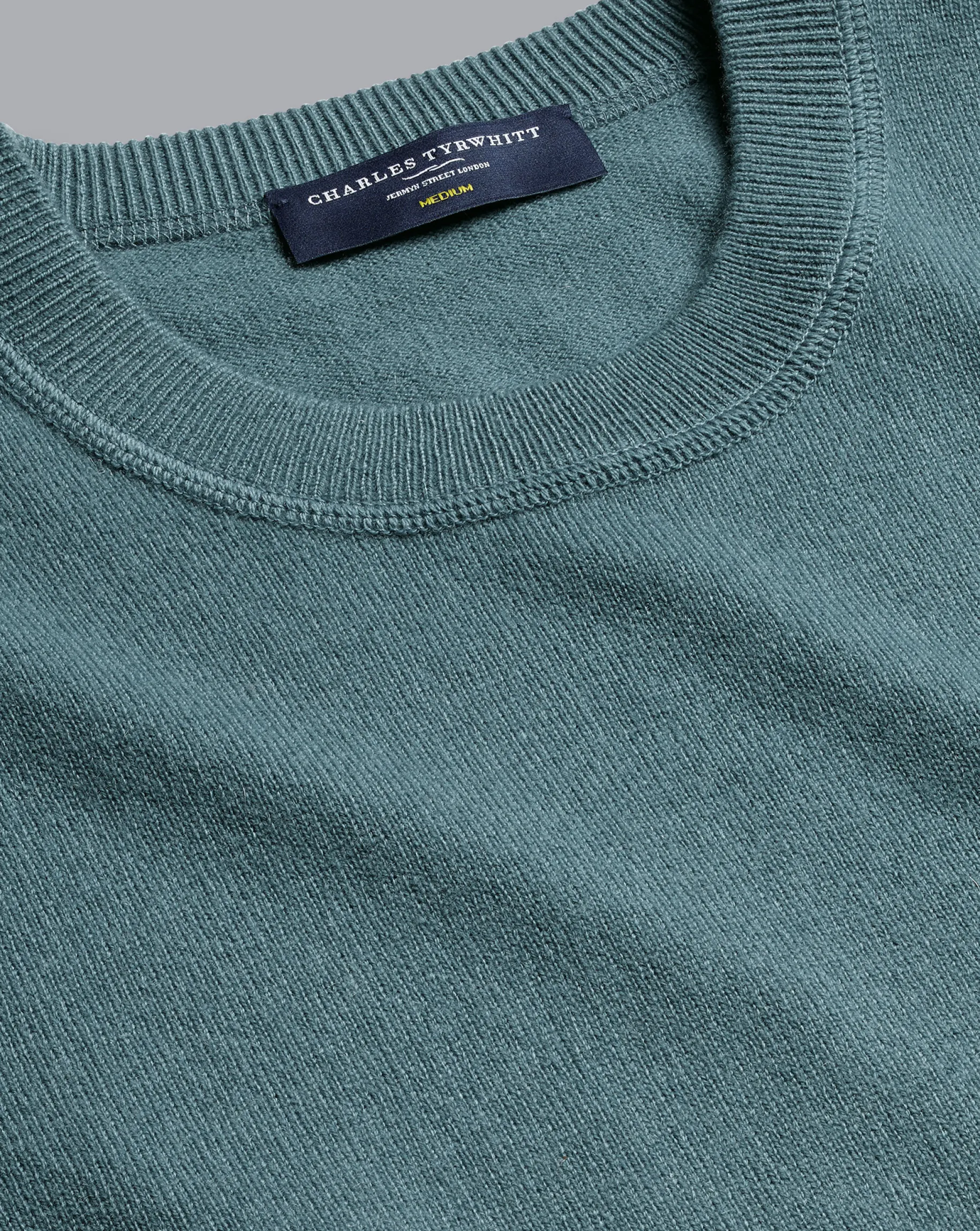 Sweaters<Charles Tyrwhitt Merino Cashmere Crew Neck Sweater - Pale Green Teal