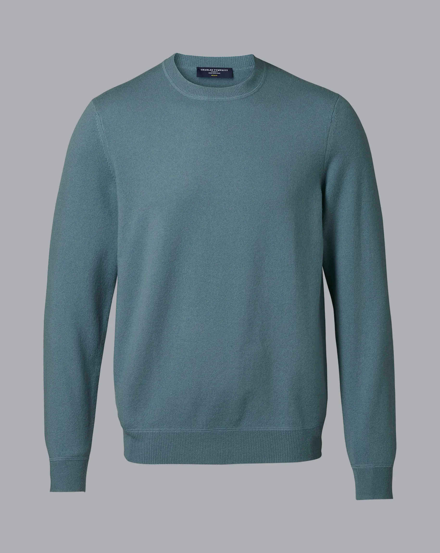 Sweaters<Charles Tyrwhitt Merino Cashmere Crew Neck Sweater - Pale Green Teal