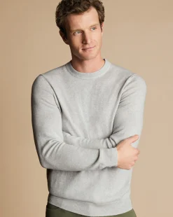 Sweaters|Crew Neck Sweaters<Charles Tyrwhitt Merino Cashmere Crew Neck Sweater - Silver