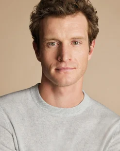 Sweaters|Crew Neck Sweaters<Charles Tyrwhitt Merino Cashmere Crew Neck Sweater - Silver
