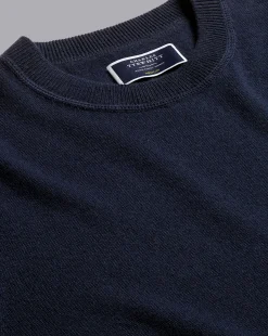 Sweaters|Crew Neck Sweaters<Charles Tyrwhitt Merino Cashmere Crew Neck Sweater - Navy
