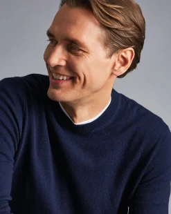 Sweaters|Crew Neck Sweaters<Charles Tyrwhitt Merino Cashmere Crew Neck Sweater - Navy