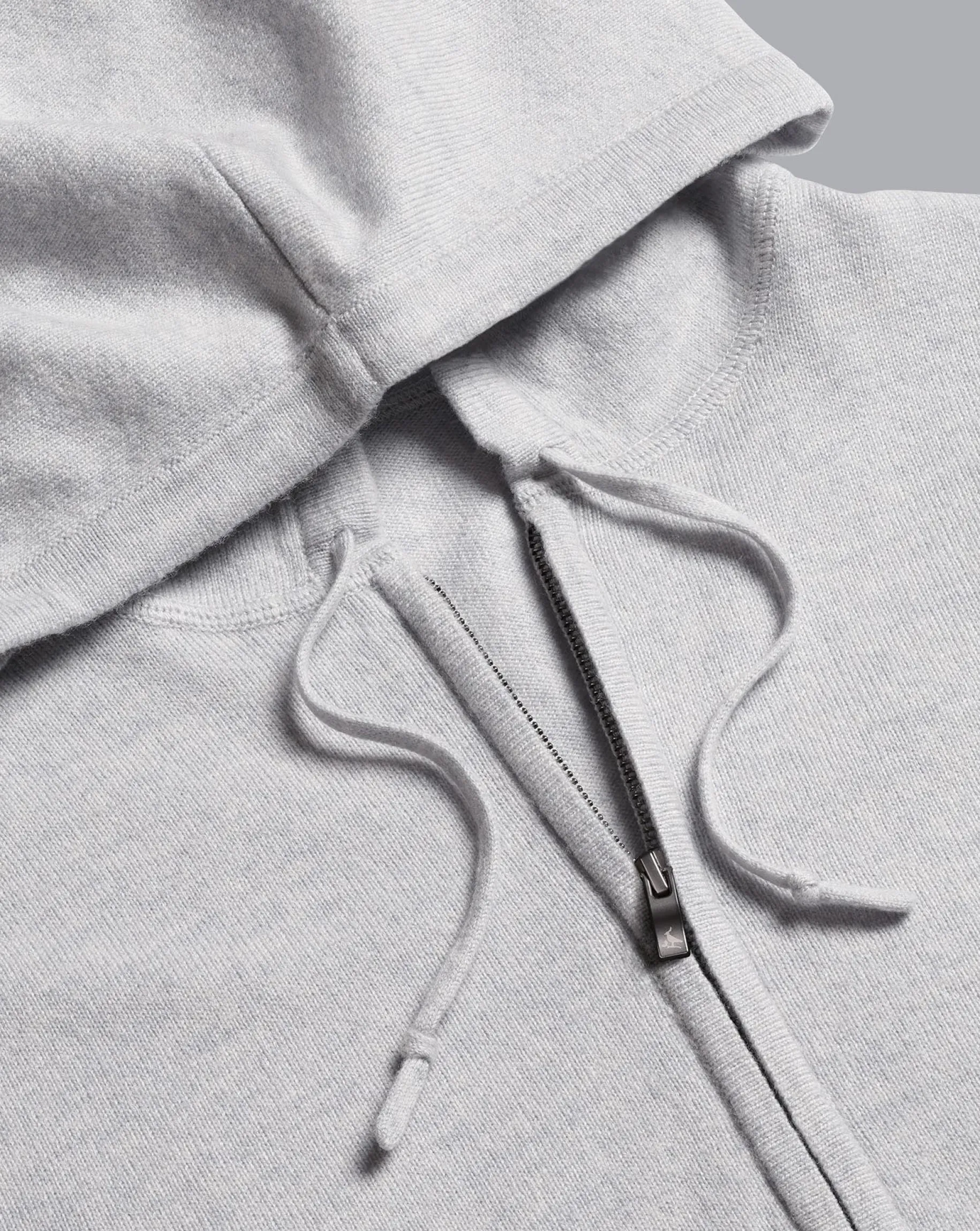 Sweaters<Charles Tyrwhitt Merino Cashmere Hooded Zip Through Sweater - Silver