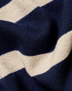 Sweaters<Charles Tyrwhitt Merino Crew Neck Striped Sweater - Navy & Stone