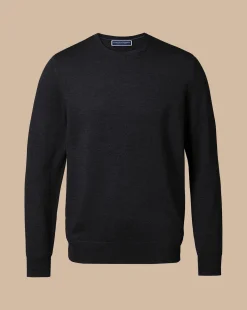 Sweaters|Crew Neck Sweaters<Charles Tyrwhitt Merino Crew Neck Sweater - Grey Charcoal