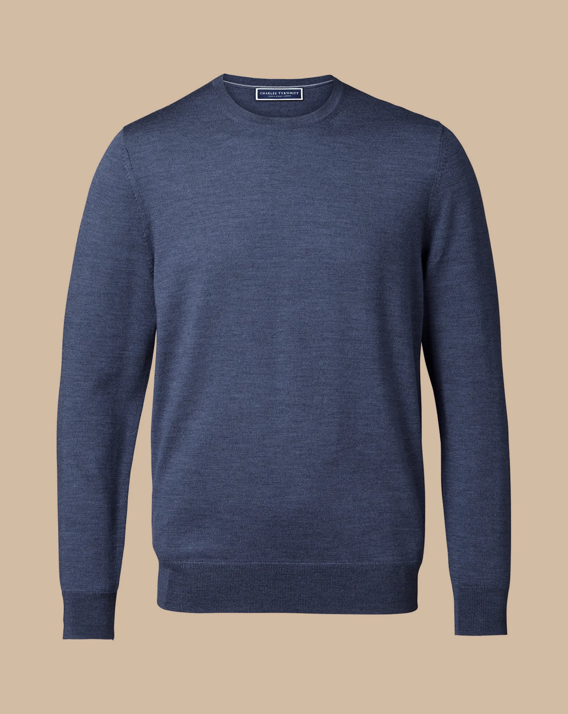 Sweaters|Crew Neck Sweaters<Charles Tyrwhitt Merino Crew Neck Sweater - Melange Indigo