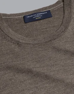 Sweaters<Charles Tyrwhitt Merino Crew Neck Sweater - Mocha