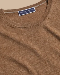 Sweaters|Crew Neck Sweaters<Charles Tyrwhitt Merino Crew Neck Sweater - Sand