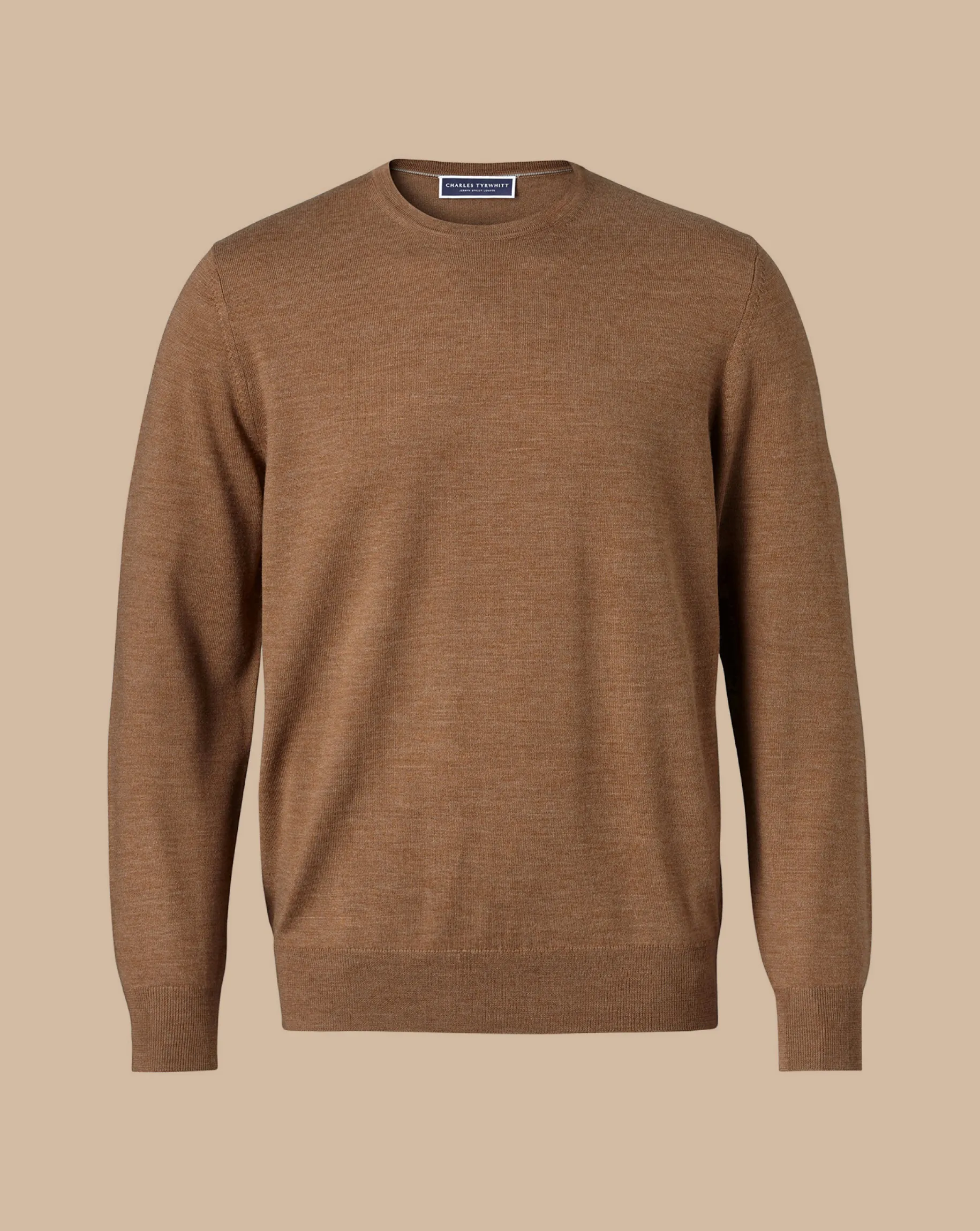 Sweaters|Crew Neck Sweaters<Charles Tyrwhitt Merino Crew Neck Sweater - Sand
