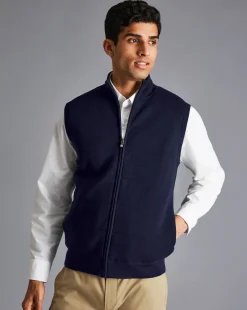 Golf Collection|Sweaters<Charles Tyrwhitt Merino Funnel Neck Vest - Navy