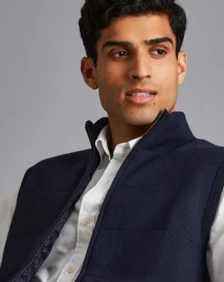 Golf Collection|Sweaters<Charles Tyrwhitt Merino Funnel Neck Vest - Navy