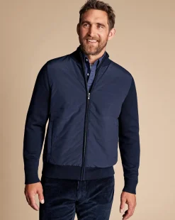 Blue Sweaters|Casual Jackets<Charles Tyrwhitt Merino Padded Funnel Neck Jacket - Navy