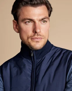 Vests|Merino Sweaters<Charles Tyrwhitt Merino Padded Funnel Neck Vest - Navy