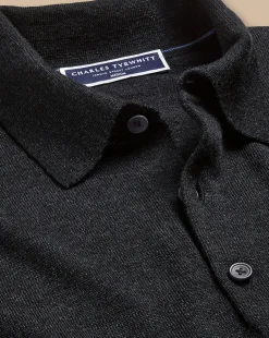Long Sleeve polos|Polos<Charles Tyrwhitt Merino Polo Sweater - Grey Charcoal