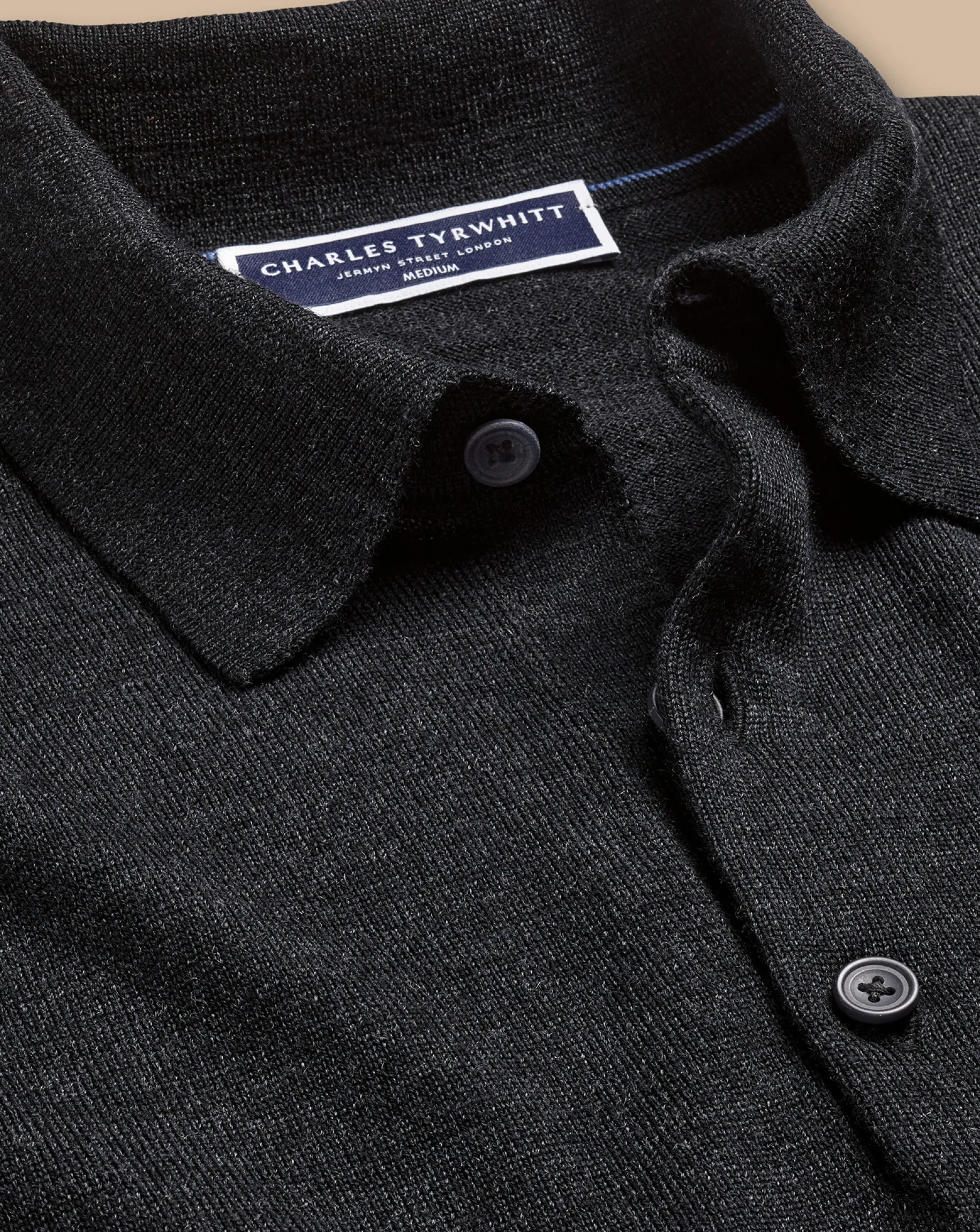 Long Sleeve polos|Polos<Charles Tyrwhitt Merino Polo Sweater - Grey Charcoal