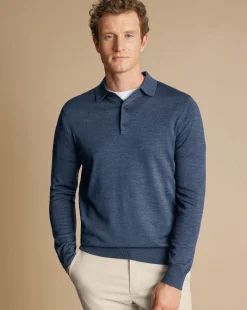 Blue Shirts|Blue<Charles Tyrwhitt Merino Polo Sweater - Indigo