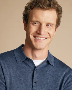 Blue Shirts|Blue<Charles Tyrwhitt Merino Polo Sweater - Indigo