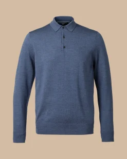 Blue Shirts|Blue<Charles Tyrwhitt Merino Polo Sweater - Indigo