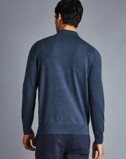 Blue Shirts|Blue<Charles Tyrwhitt Merino Polo Sweater - Indigo