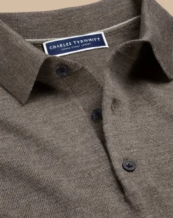 Long Sleeve polos|Polos<Charles Tyrwhitt Merino Polo Sweater - Mocha