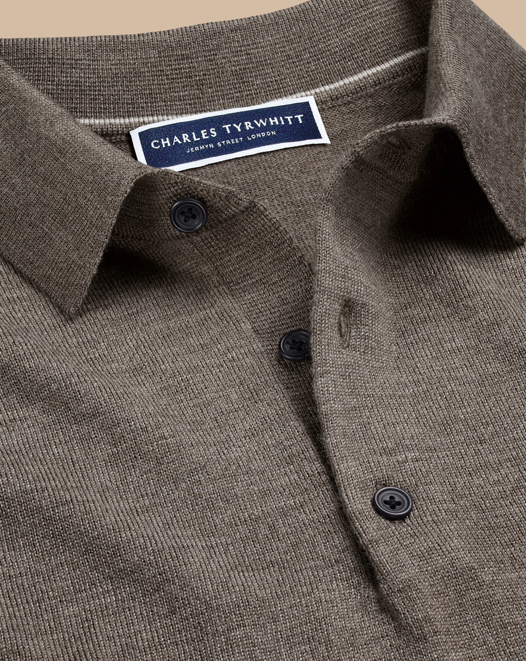 Long Sleeve polos|Polos<Charles Tyrwhitt Merino Polo Sweater - Mocha