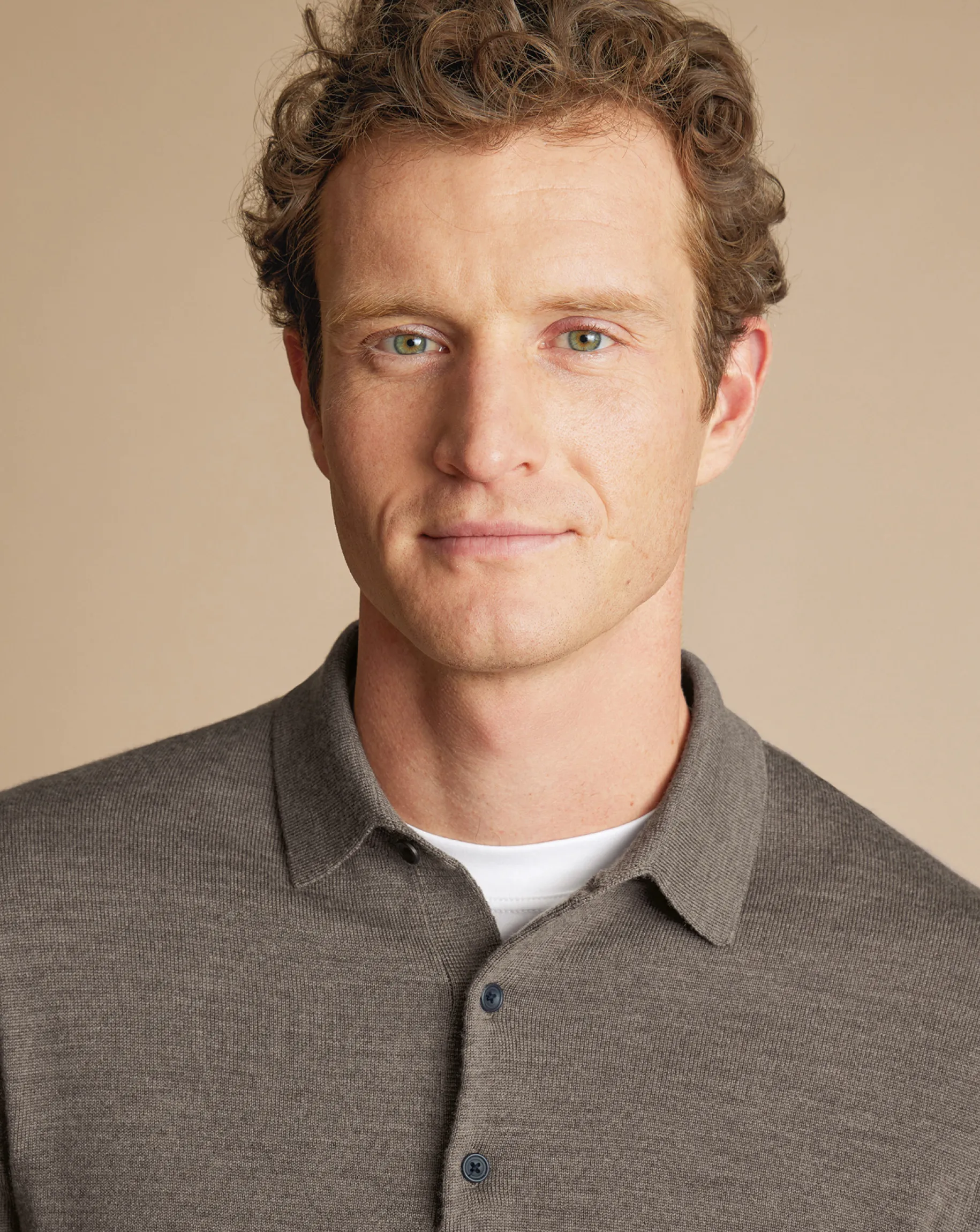 Long Sleeve polos|Polos<Charles Tyrwhitt Merino Polo Sweater - Mocha