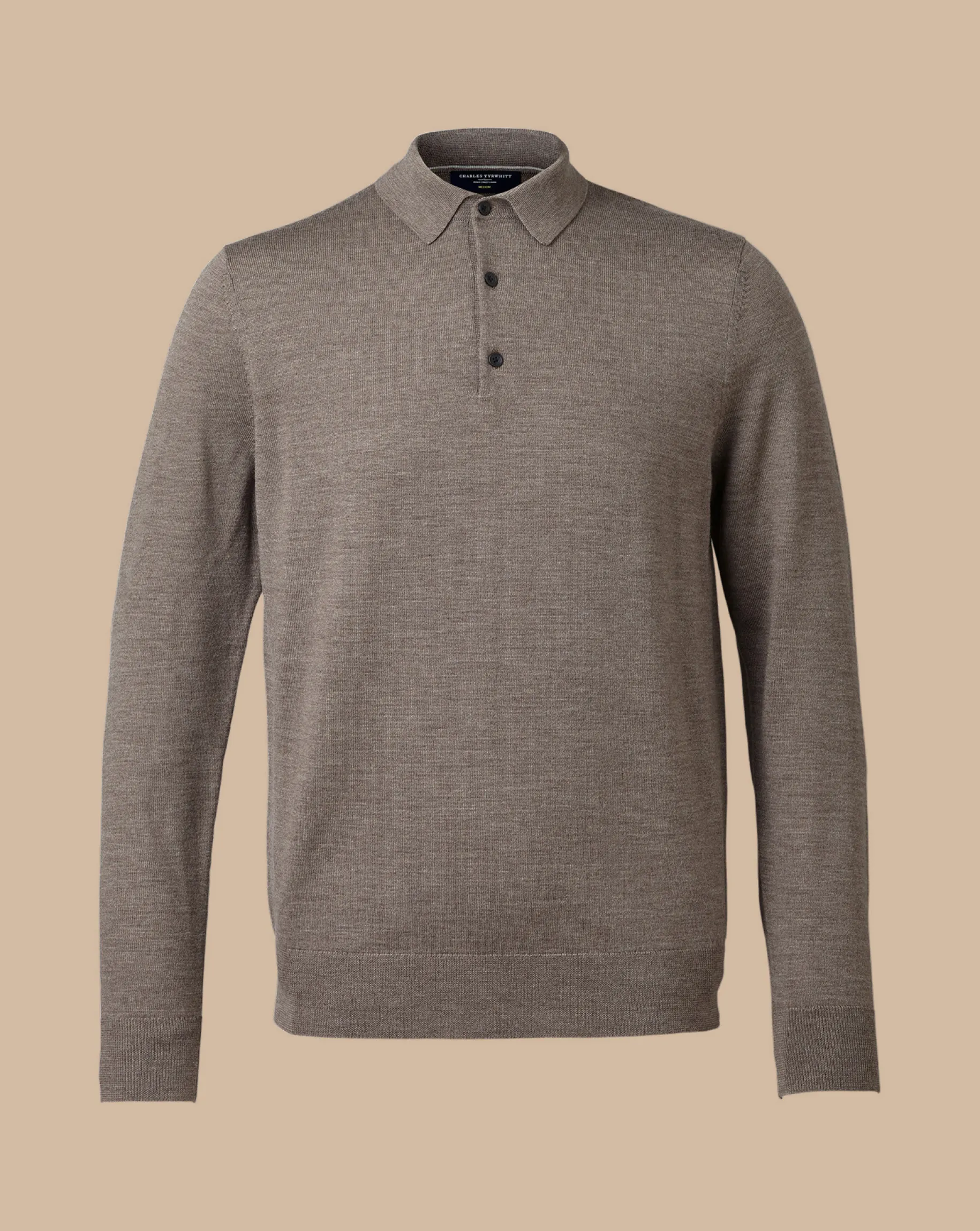 Long Sleeve polos|Polos<Charles Tyrwhitt Merino Polo Sweater - Mocha