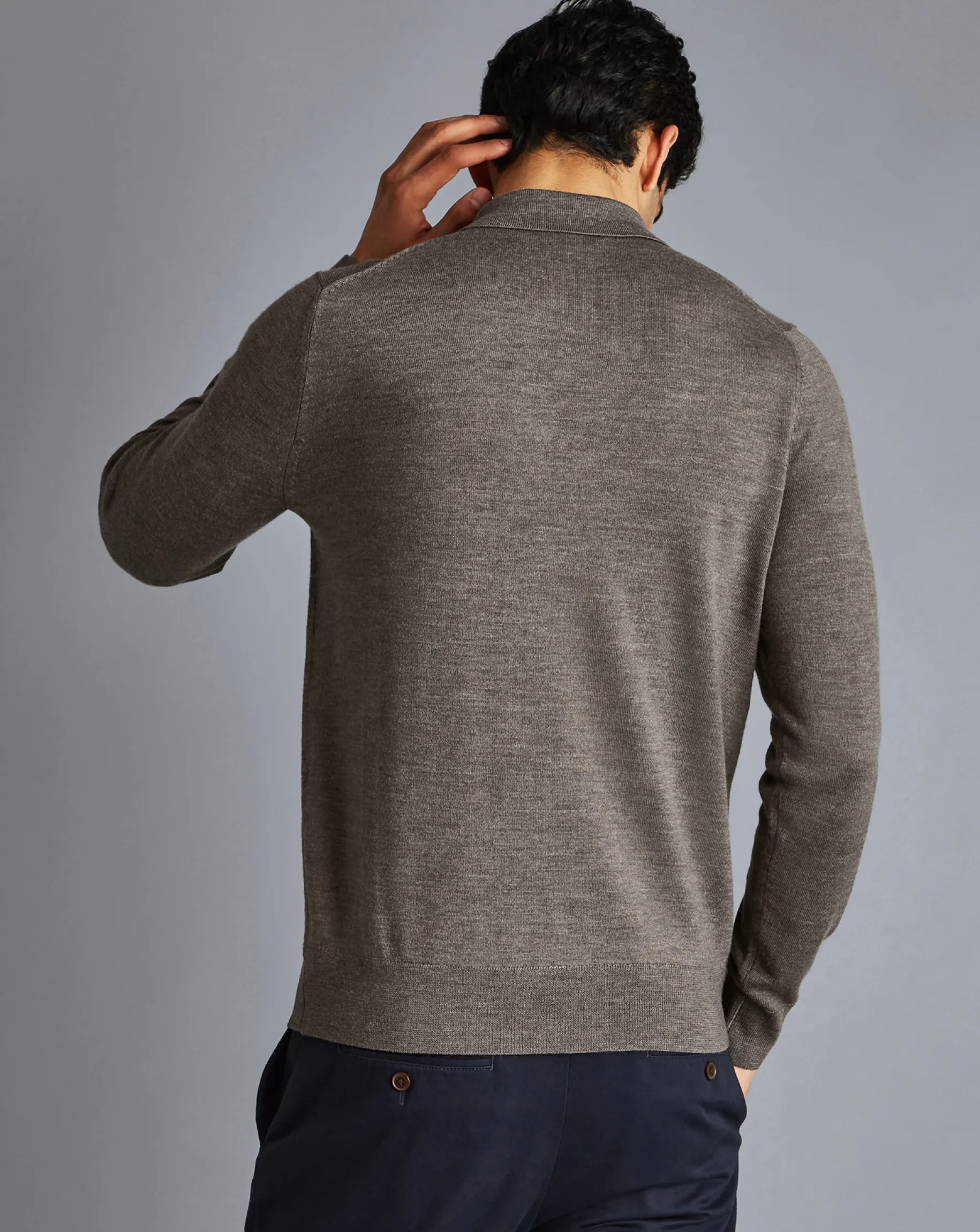 Long Sleeve polos|Polos<Charles Tyrwhitt Merino Polo Sweater - Mocha
