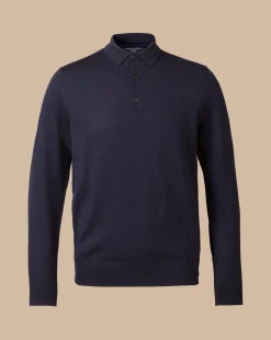 Blue Shirts|Blue<Charles Tyrwhitt Merino Polo Sweater - Navy