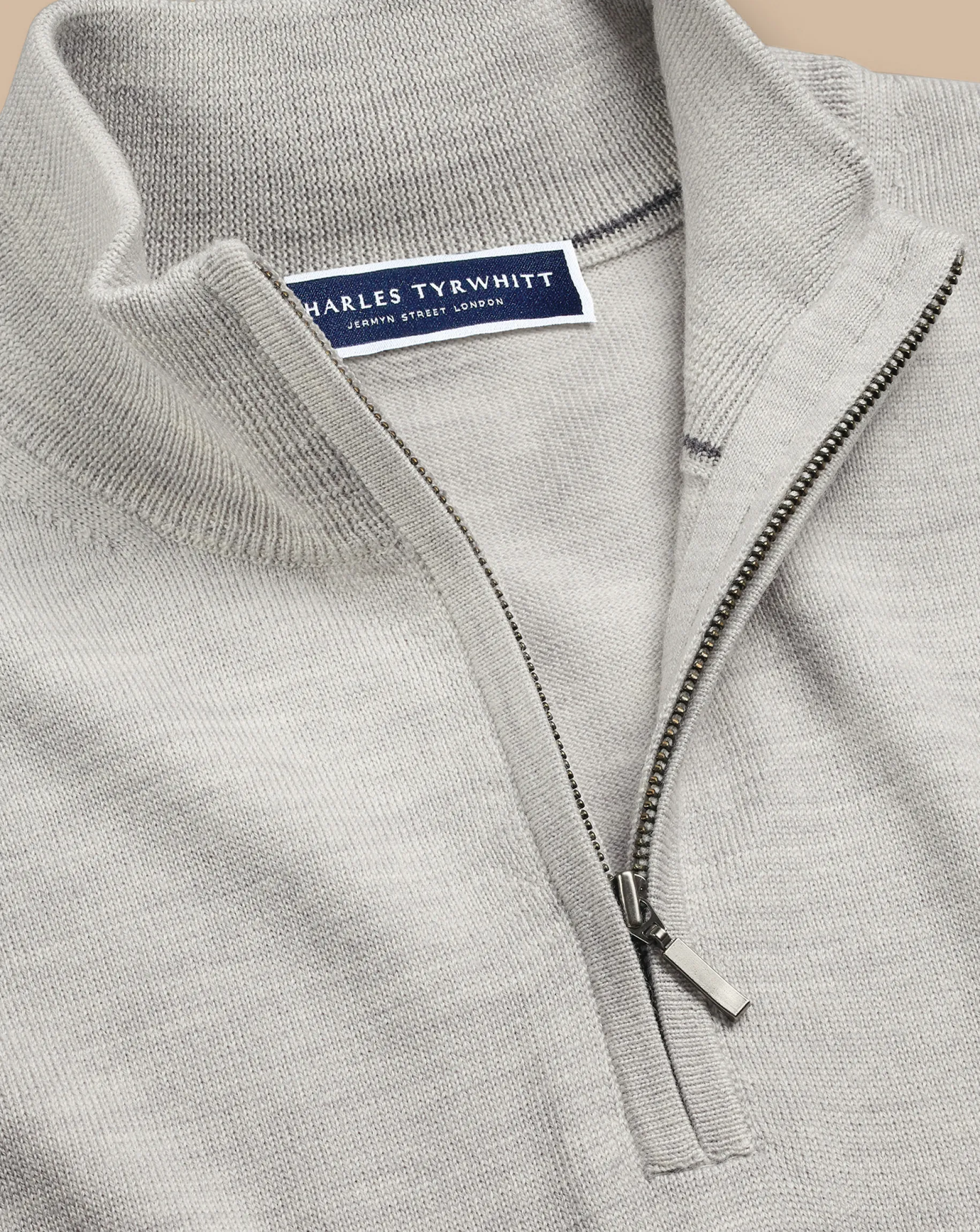 Golf Collection|Quarter Zip Sweaters<Charles Tyrwhitt Merino Quarter Zip Sweater - Silver