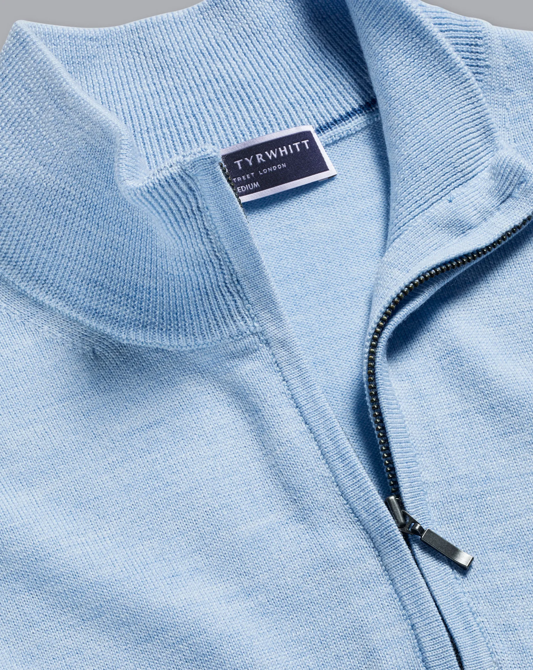 Golf Collection|Quarter Zip Sweaters<Charles Tyrwhitt Merino Quarter Zip Sweater - Blue Sky