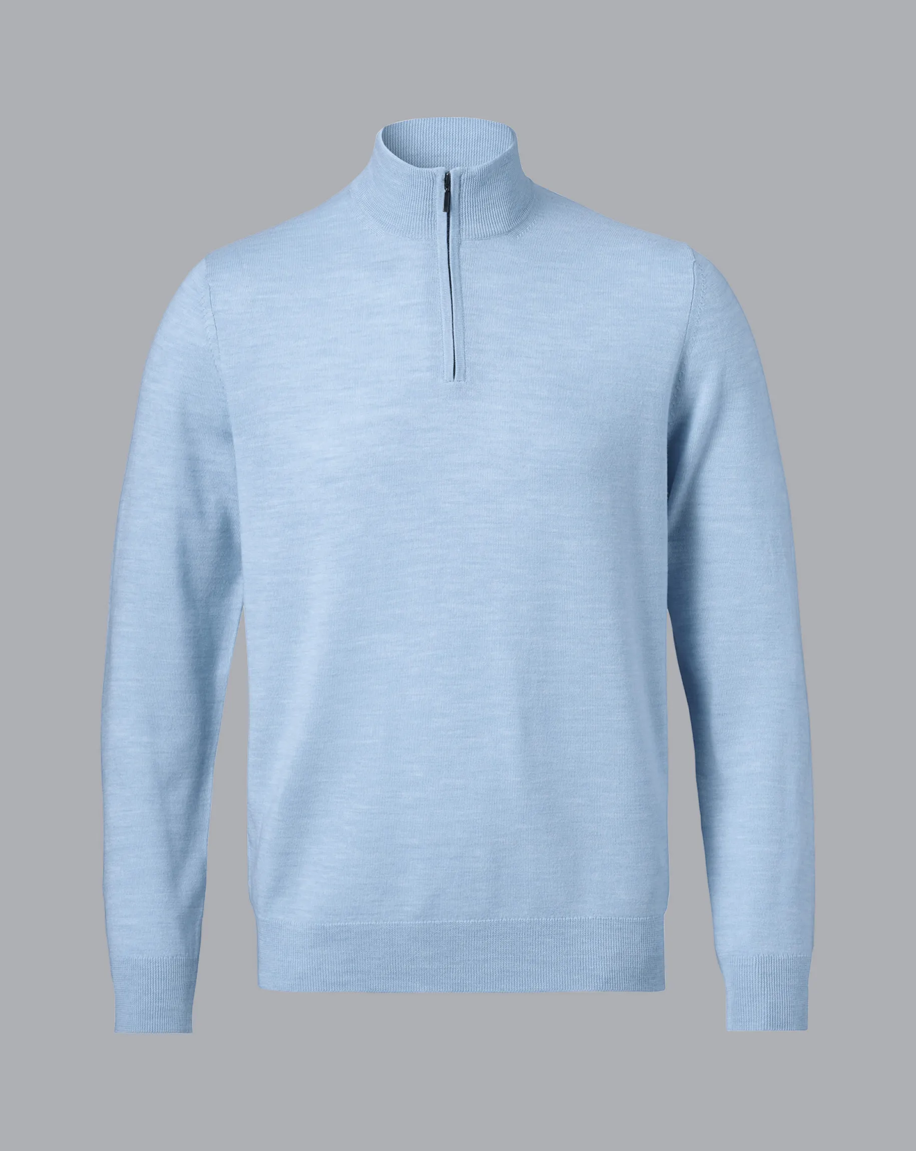 Golf Collection|Quarter Zip Sweaters<Charles Tyrwhitt Merino Quarter Zip Sweater - Blue Sky