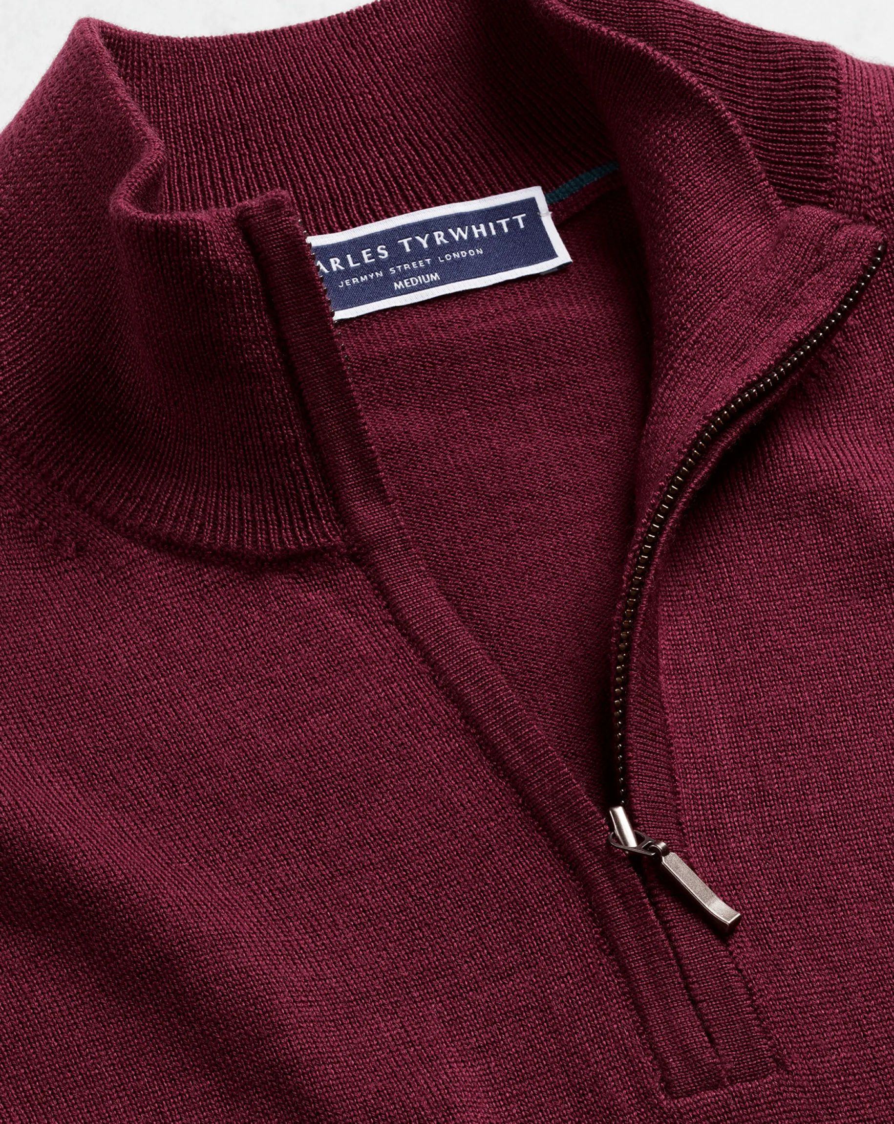 Seasonal Looks|Golf Collection<Charles Tyrwhitt Merino Quarter Zip Sweater - Burgundy