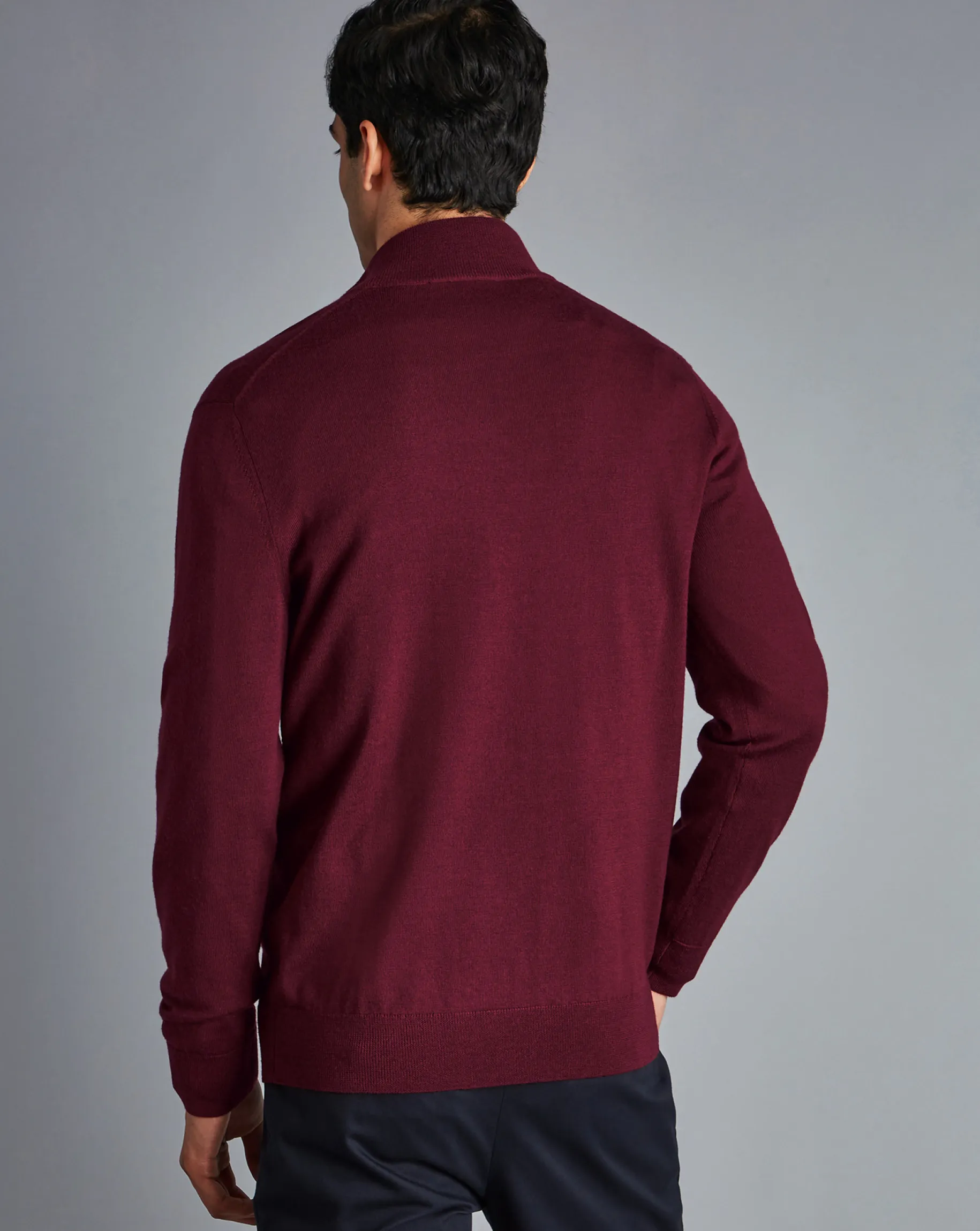 Seasonal Looks|Golf Collection<Charles Tyrwhitt Merino Quarter Zip Sweater - Burgundy