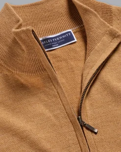 Sweaters<Charles Tyrwhitt Merino Quarter Zip Sweater - Gold
