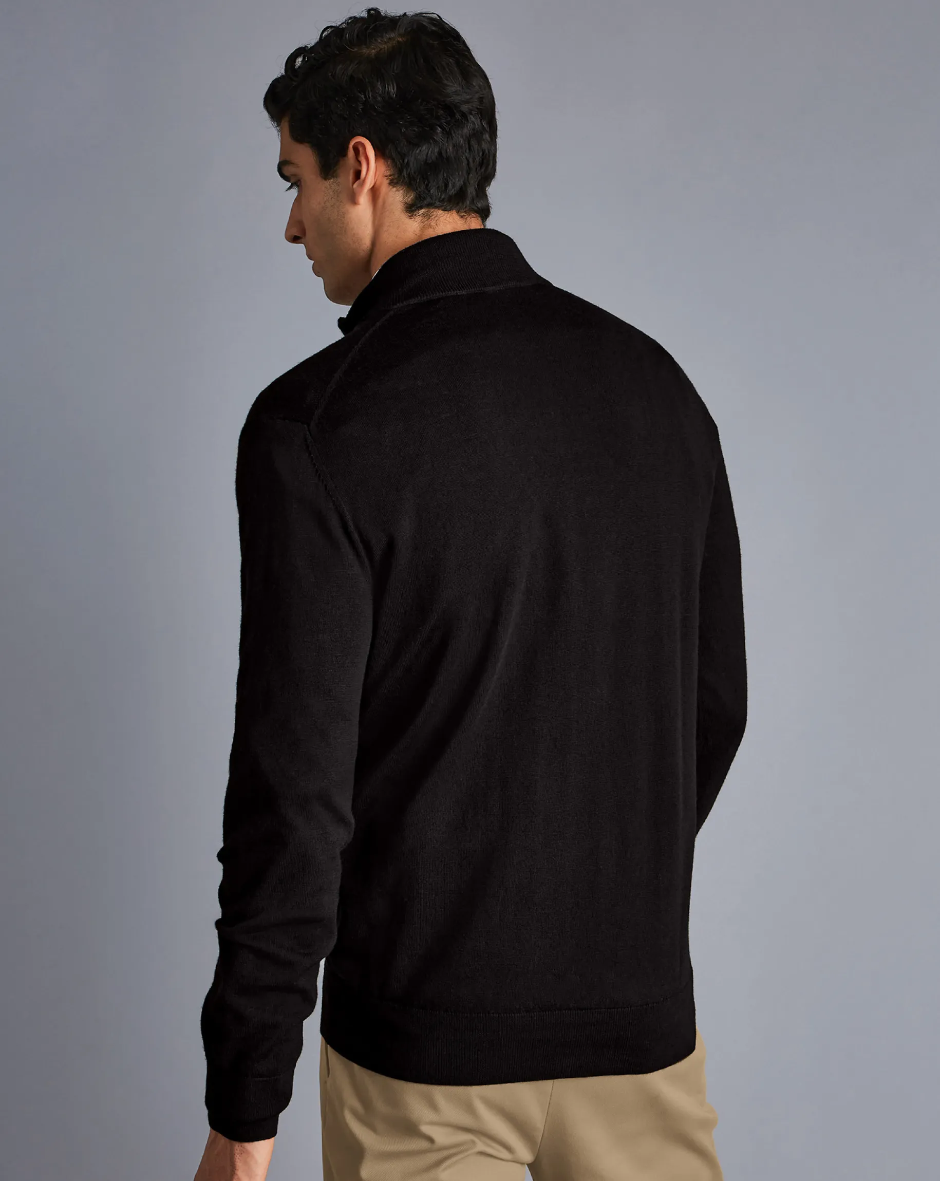 Black Sweaters|Quarter Zip Sweaters<Charles Tyrwhitt Merino Quarter Zip Sweater - Black