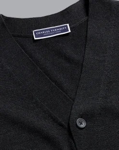 Grey Sweaters|Cardigans<Charles Tyrwhitt Merino Sleeveless Cardigan - Grey Charcoal