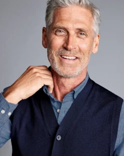 Blue Sweaters|Cardigans<Charles Tyrwhitt Merino Sleeveless Cardigan - Blue Navy