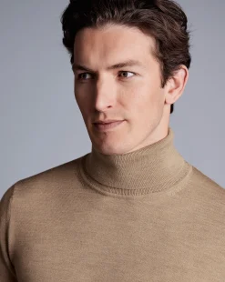 Sweaters|Turtleneck Sweaters<Charles Tyrwhitt Merino Turtleneck Sweater - Oatmeal