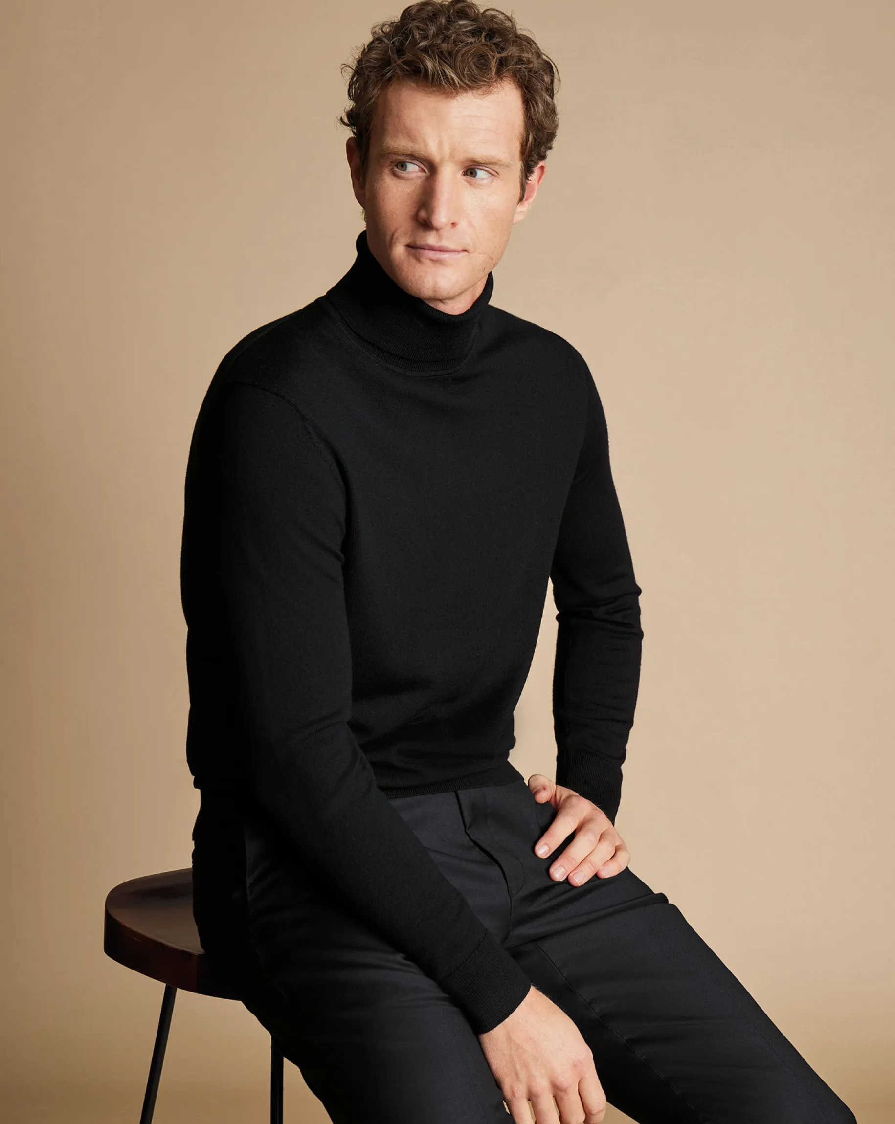 Turtleneck Sweaters|Sweaters<Charles Tyrwhitt Merino Turtleneck Sweater - Black