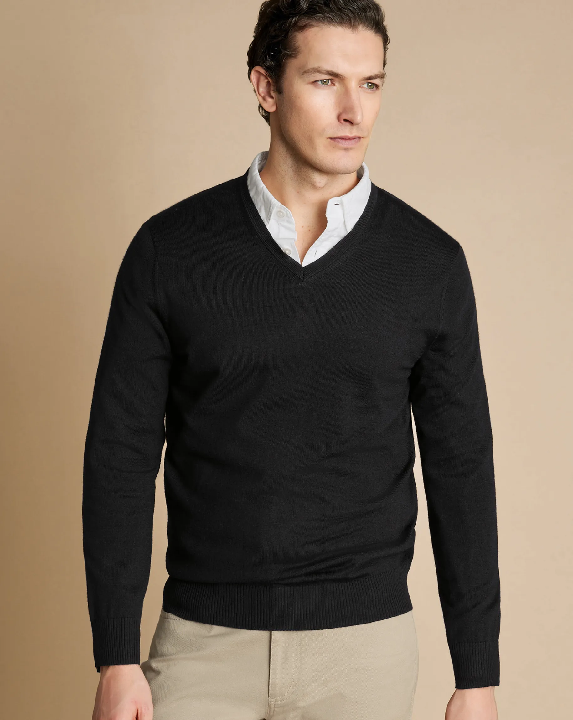 V-Neck Sweaters|Sweaters<Charles Tyrwhitt Merino V-Neck Sweater - Black
