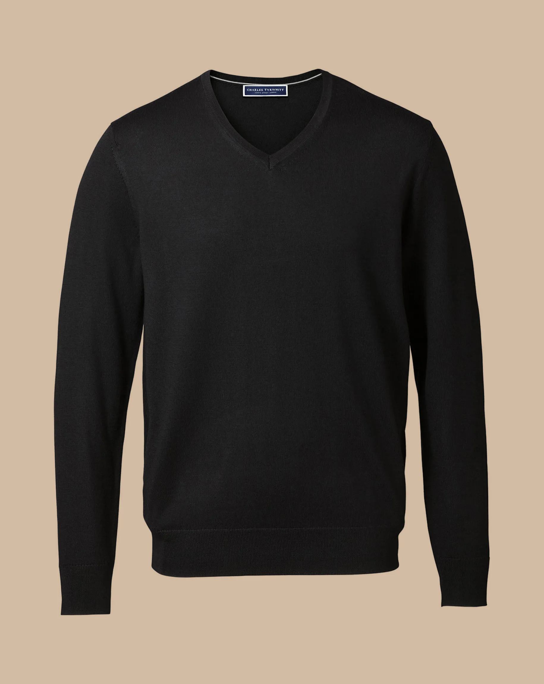 V-Neck Sweaters|Sweaters<Charles Tyrwhitt Merino V-Neck Sweater - Black