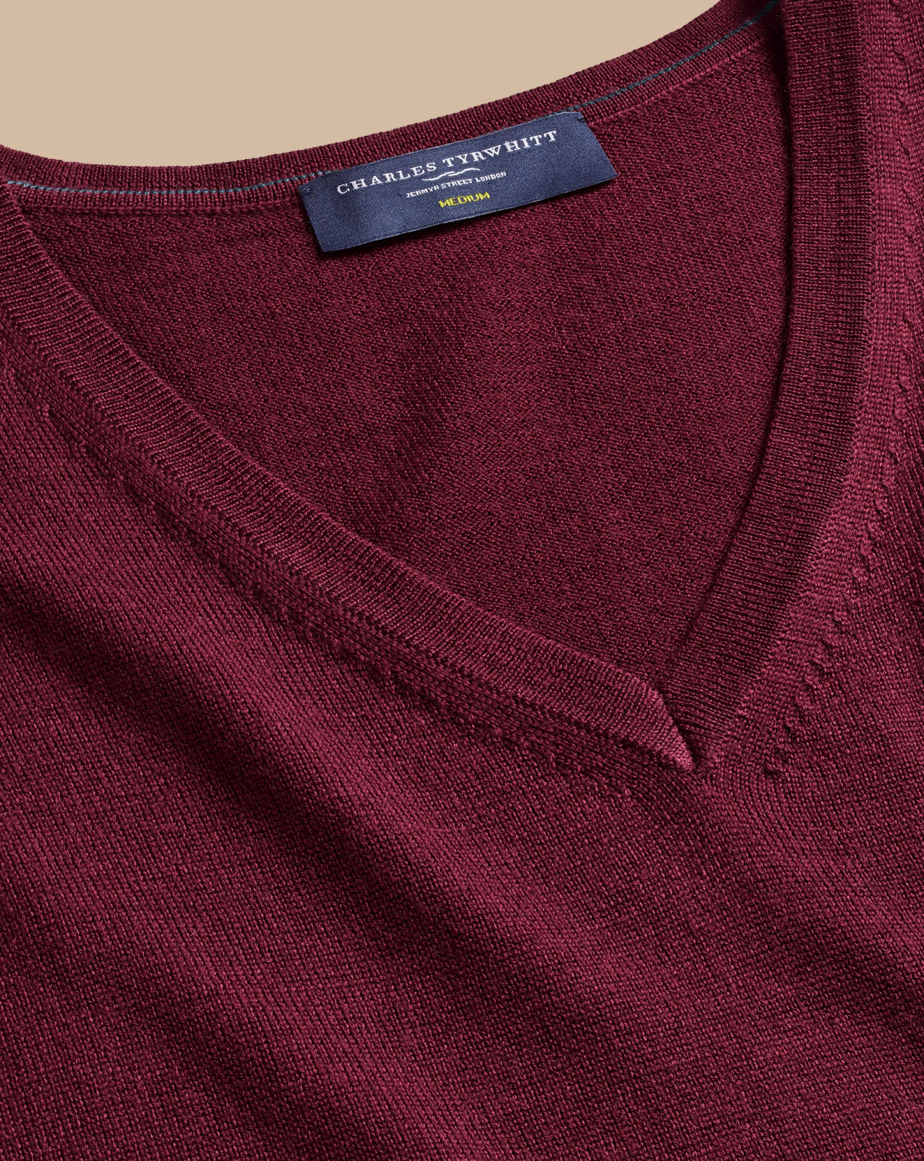 V-Neck Sweaters|Sweaters<Charles Tyrwhitt Merino V-Neck Sweater - Burgundy