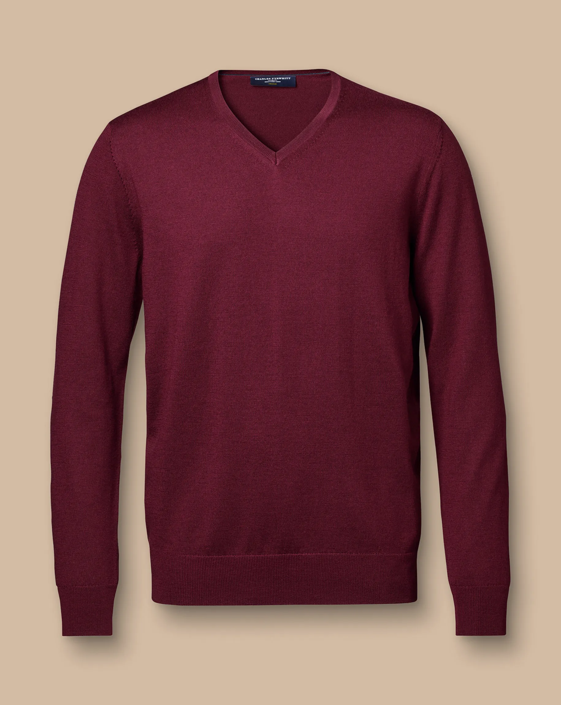 V-Neck Sweaters|Sweaters<Charles Tyrwhitt Merino V-Neck Sweater - Burgundy