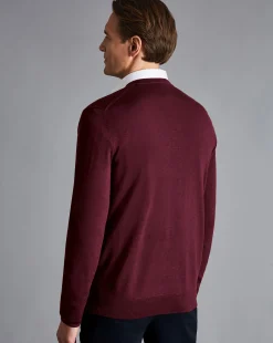 V-Neck Sweaters|Sweaters<Charles Tyrwhitt Merino V-Neck Sweater - Burgundy