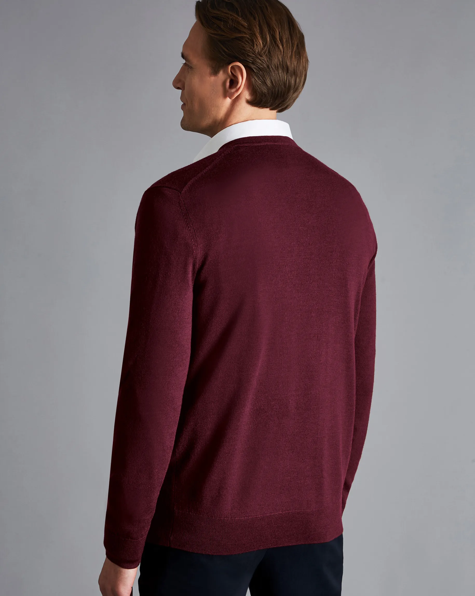 V-Neck Sweaters|Sweaters<Charles Tyrwhitt Merino V-Neck Sweater - Burgundy